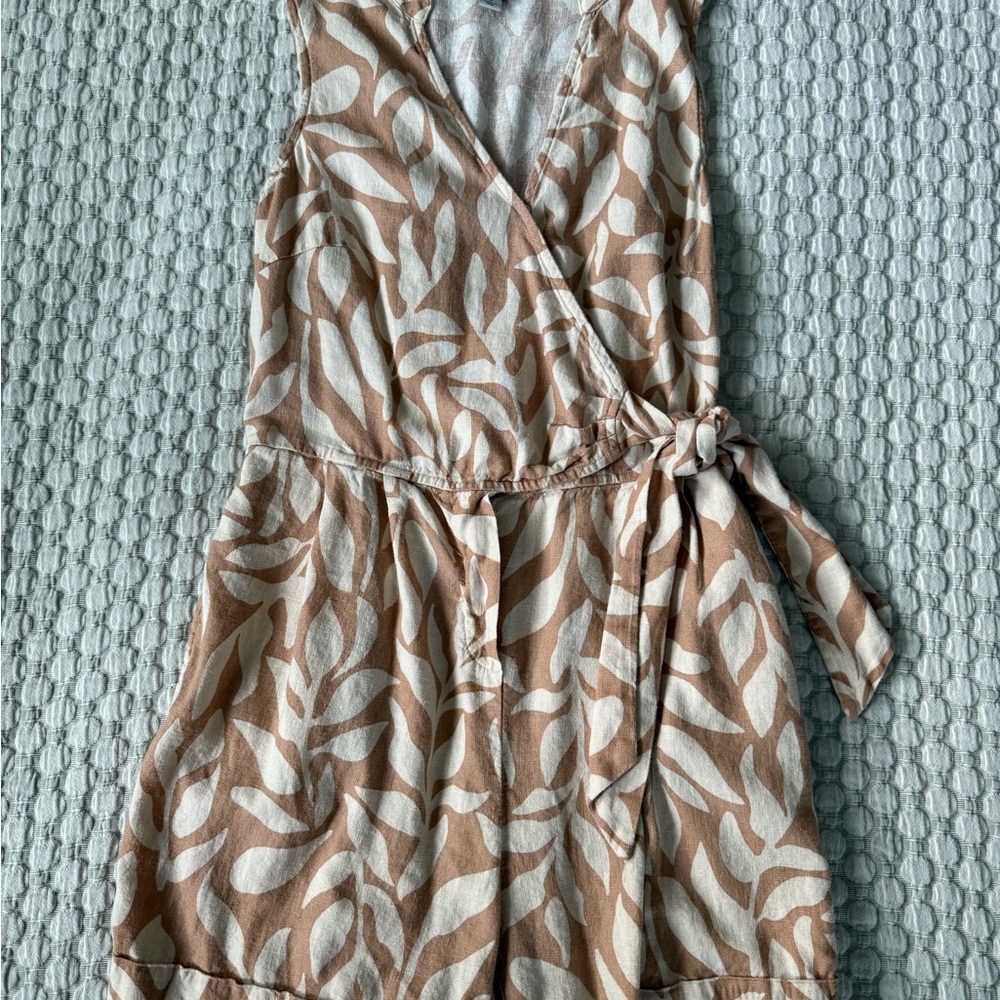 Leaf Print Wrap Romper